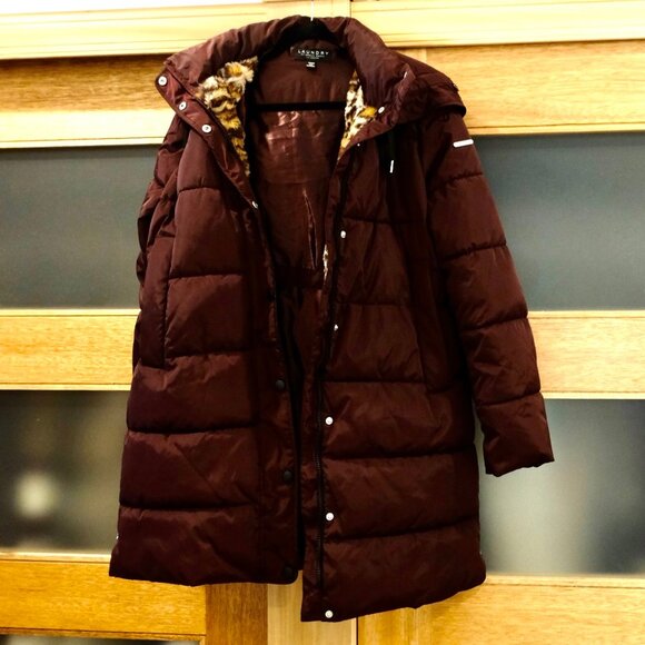 LAUNDRY BY SHELLI SEGAL~Womens Fitted Puffer Coat 3/4 Length Plum Purple SZ MED - Picture 6 of 6